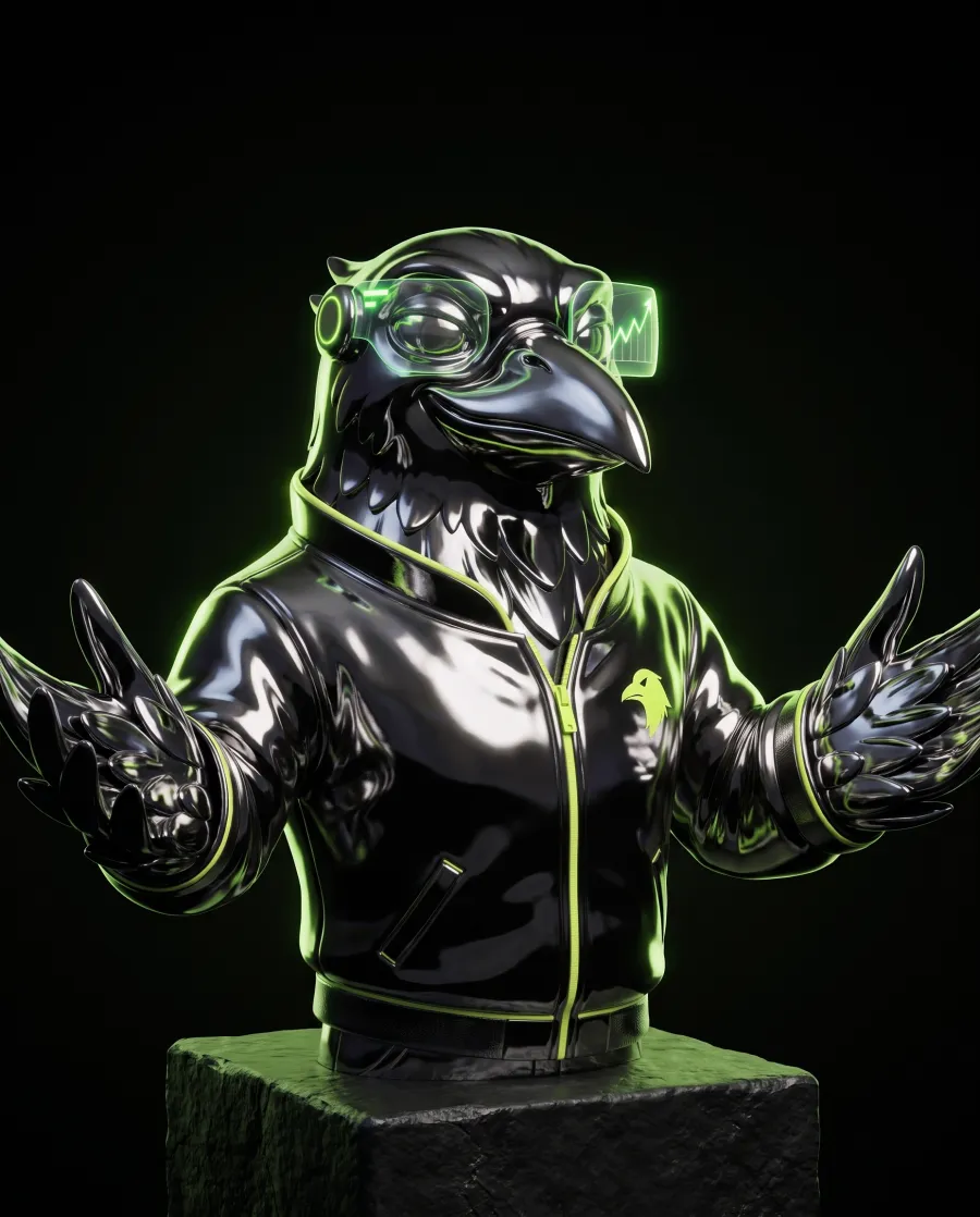 Rook the raven, chrome statue style